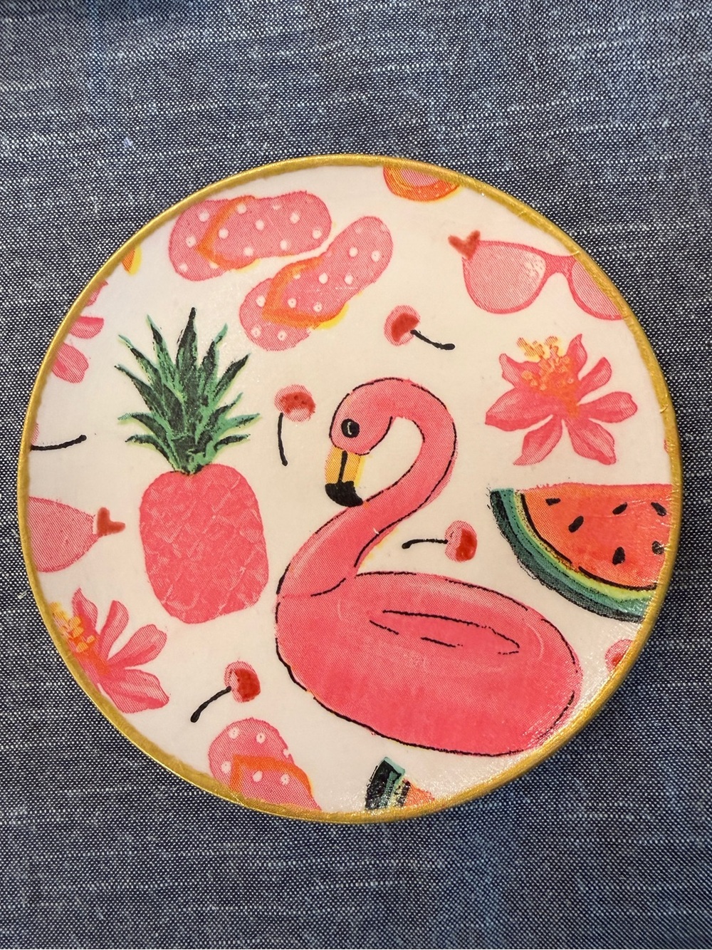 Hand Embellished Ceramic Round Trinket/Jewelry Dish